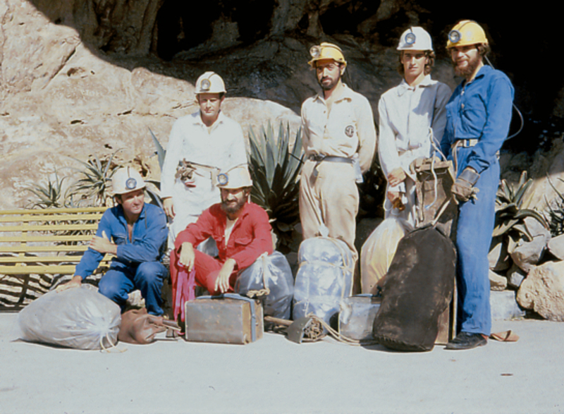 Cango 3 expedition team Easter 1980 C. Maxwell L. Hall D. La